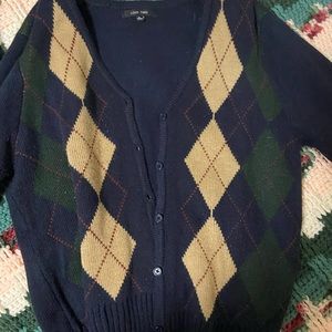 Love tree cropped argyle patterned cardigan from Ragstock